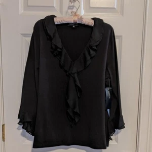 NEW Jones New York Women's Black Retro Top Size XL - Picture 1 of 9