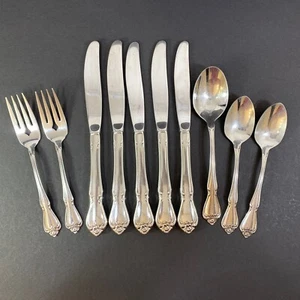 1881 Rogers Oneida Ltd ARBOR ROSE - TRUE ROSE Edelstahl 10 Stück Messer Gabel Löffel - Bild 1 von 21