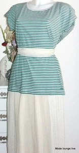 ESPRIT Bluse Longshirt Shirt Jersey Stripe green grün grau Tunika Streifen - Picture 1 of 4