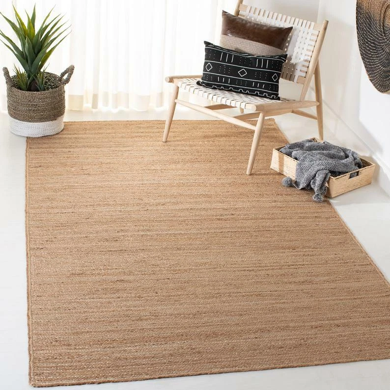 Rug Jute Carpet Handmade 100% Natural Braided Jute Modern Living Area Decor Rug - Image 1 of 4