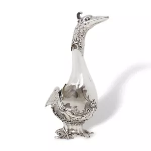 German Antique Art Nouveau Silver Plate Swan Goose Decanter WMF - Picture 1 of 21