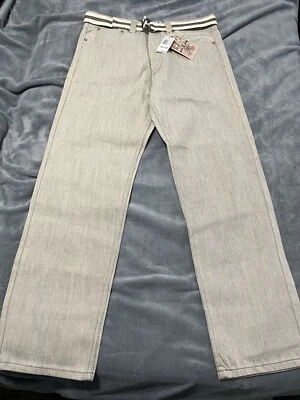 Pantalones de mezclilla de colección PJ MARK para hombre 34x32 con cinturón ajuste relajado color arena hip hop urbano (0313-z Foto 1 de 4