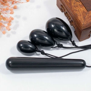 4PCS Yoni Eggs 110mm Natural Black Obsidian Stick Crystal Kegel Exercise Health - Picture 1 of 11