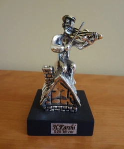 Scultura statuina vintage H. Karshi argento sterling 925 "violinista sul tetto" - Foto 1 di 9