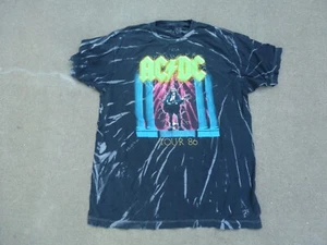 ACDC Who Made Who 86 Tour Graphic Band T-shirt Mens Medium Black Tie Dye - Picture 1 of 5