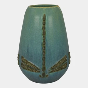 Ephraim Faience Century Studios 2009 Art Pottery Downward Facing Dragonfly Vase - Picture 1 of 6