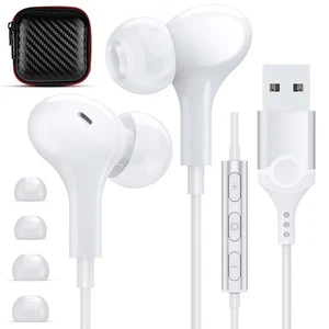 USB Headphones with Microphone for Laptop, 7.5ft Magnetic Wired Earbuds Noise... - Picture 1 of 7