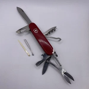 Vintage Victorinox 91mm Mountaineer Red Swiss Army Knife Multitool Pocket Tool - Picture 1 of 11
