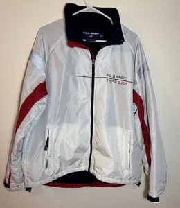 Polo Sport Ralph Lauren White Nylon Fleece Lined Retro 90's Jacket Mens XL - Picture 1 of 14