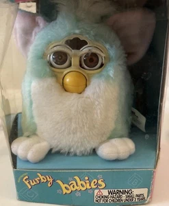Teal White Furby Baby, Vintage 1999 Tiger Electronics Talking Pet - Picture 1 of 8