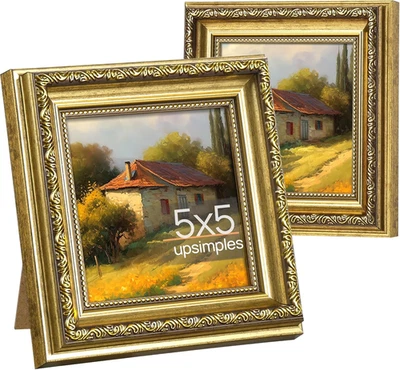 5x5 Picture Frame with Real Glass, Ornate Vintage 5 x 5 Photo Frames for Wall De - Image 1 of 4