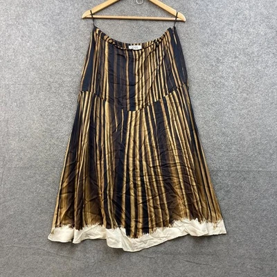COS Skirt Womens 40 AU 14 Brown Striped A-Line Midi Lined Zip 13004 - Image 1 of 4