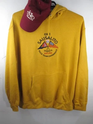 SAUSALITO California Hoodie Sz 2XL and CAP  Mustard Yellow Sailing Maroon Bike - Image 1 of 4