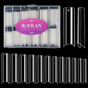 240 Pcs Extra Long C Curve Nail Tips - XXL Clear Fake Straight Square Shape H... - Picture 1 of 7