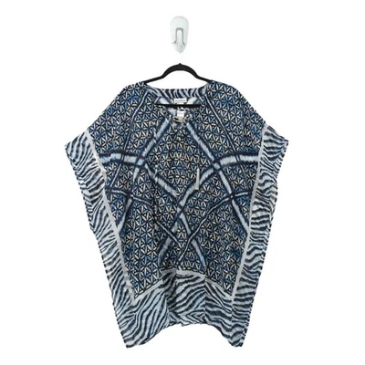 Tommy Bahama Women S Zanzibar Engineered Lace Up Tunic Black White Zebra Tassels - Image 1 of 4