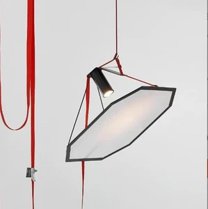 Modern Designer Pendant Light Red Canvas Rope Hanging Chandelier Indoor Lighting - Picture 1 of 8