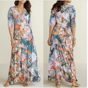 Soft Surroundings Nanette Stretch Jersey Strick Maxikleid Größe M  - Bild 1 von 7