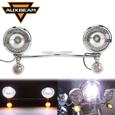 Chrome Passing 转弯信号聚光灯条适用于 Harley Touring Road King FLHR — 第 1/4 张图片