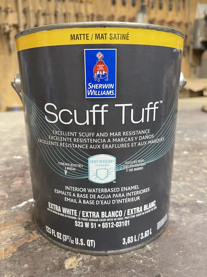 Pintura interior mate extra blanca esmalte Scuff Tuff Gallon Sherwin Williams Foto 1 de 1