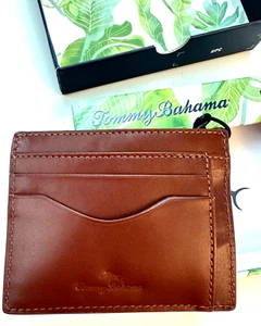 Tommy Bahama Leather Wallet Card Holder 4 1\4" x 4.3\4" Brown in a Gift Box New - Picture 1 of 6