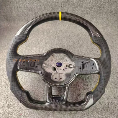 Volante de cuero de fibra de carbono personalizado para Volkswagen Golf 2013-2020 Foto 1 de 4
