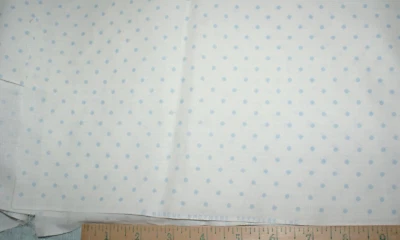 Vtg Marcus Brothers White Background Soft Blue Polka Dots Cotton Fabric 1 Y +26" - Image 1 of 3