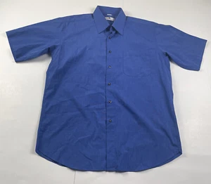 Vintage Pierre Balmain Men's Blue Shirt Button Up Short Sleeve Size Large - Picture 1 of 9