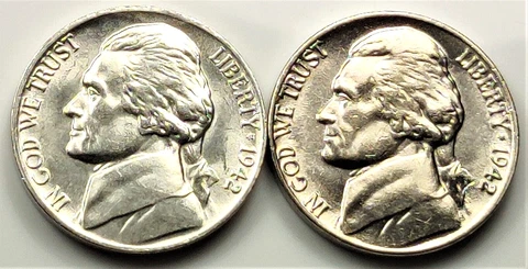 1942 Jefferson Nickel "P" Set - Philadelphia Type Set - BU - Type 1 & 2 Cover