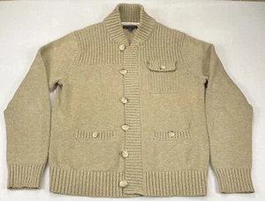 Banana Republic Tan Shawl Zip/Button Cardigan Sweater Cotton Knit Men’s Size M - Picture 1 of 7