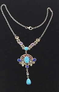 Nicky Butler 925 Sterling Silver Multi Gemstone Pendant Necklace Signed W/BOX - Picture 1 of 19