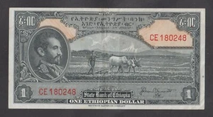 🔴ETHIOPIA 1 Dollar ND 1945 XF+ P12b Haile Selassie🔴 - Picture 1 of 2