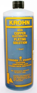 KROHN ACID COPPER ELECTROPLATING SOLUTION 1 QUART JEWELRY PLATING BATH METAL - Picture 1 of 2