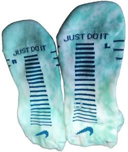 Nike Elite Lightweight Dri-Fit *Tye-Dye Green/Teal/Wht*Tab No Show Socks Medium 