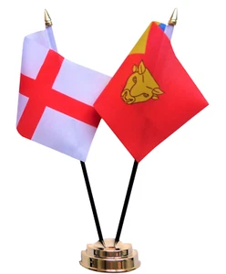 England & Birmingham City Double Friendship Table Flag Set - Picture 1 of 3