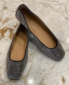 INC Juney Rhinestone Flats Black Crystal Shoes US Size 6 Square Toe Slip On - Picture 1 of 14