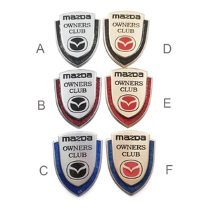 1 x Metal Nuevo MAZDA DUEÑOS CLUB Insignia Car Lado Trasero Emblema Insignia Calcomanía Adhesiva - Imagen 1 de 24