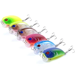 6x Popper Crank 5.1cm Fishing Lure Lures Surface Tackle Fresh Saltwater - Picture 1 of 9