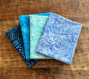 4 Fat Quarter Bundle Riley Blake Tjaps Batik Blues Pack - Picture 1 of 5