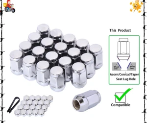 1/2X20 Lug Nuts 1/2-20 Chrom Lug Nuts 19 mm (3/4") Sechskant 1,38" lang 20er Set Acor - Bild 1 von 9