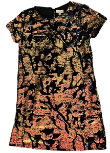 NEW Hayden Shift Dress Size XL Multicolor Formal Girls Sequin Dress Black Gold - Picture 1 of 10