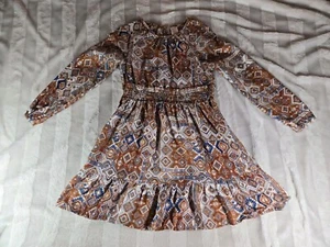 Girls 10 Gymboree Geometric Flannel Tiered Dress Montana Mountain Antler Brown - Picture 1 of 12