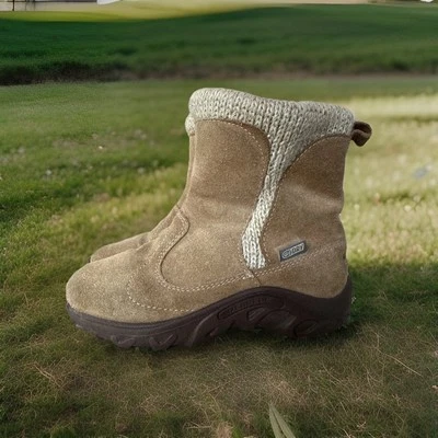 Merrell Jungle Moc Niñas Talla 4M Cuero Marrón Tejido Forrado Tobillo Botas de Invierno Foto 1 de 4