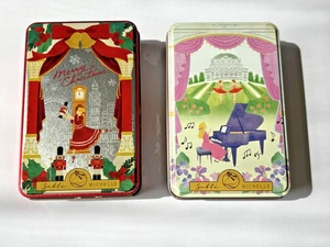 2 Empty Japanese Cookie Tins - Sable Michel Piano Ballet & Nutcracker Design - Picture 1 of 10