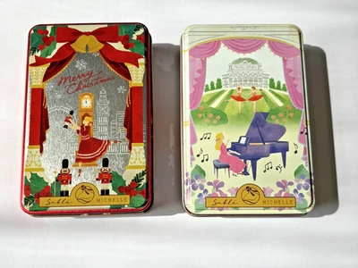 2 Empty Japanese Cookie Tins - Sable Michel Piano Ballet & Nutcracker Design - Image 1 of 4