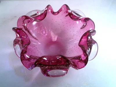 Bandeja de ceniza de Murano PÚRPURA - BURBUJA CONTROLADA POR VERANO vidrio artístico vintage Foto 1 de 4