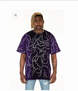 MJB Marc Jacques Burton T Shirt Festival Purple Mens Large thorns silver - Picture 1 of 7