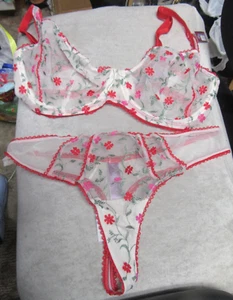 ADORE ME SHEER BRA AND THONG SET - NO PADDING - SZ 36DDD & LARGE- NWT - Picture 1 of 1