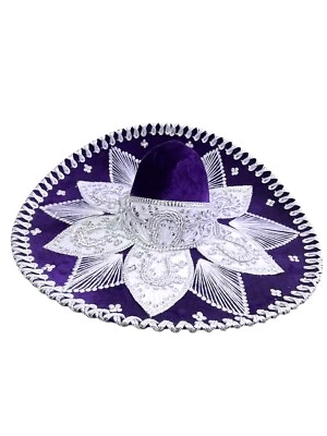 МЕКСИКАНСКИЙ MARIACHI ШЛЯПА, CHARRO, СОМБРЕРО, КОСТЮМ, 22» ОДИН РАЗМЕР, ФИОЛЕТОВЫЙ - Изображение 1 из 3