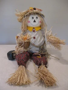 Frankie Avon Fiber Optic sitting  Halloween Fall Harvest Scarecrow Pumpkin - Picture 1 of 19