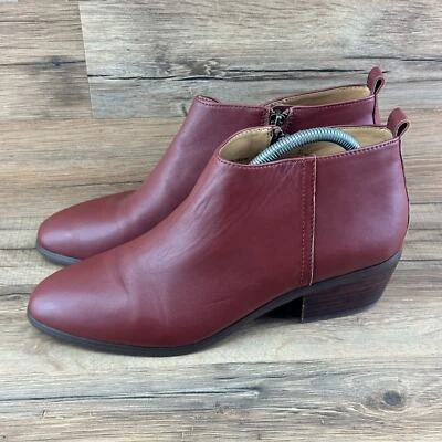 J Crew Sawyer 踝靴女式 10 棕色皮革拉链短靴 J7005 — 第 1/4 张图片